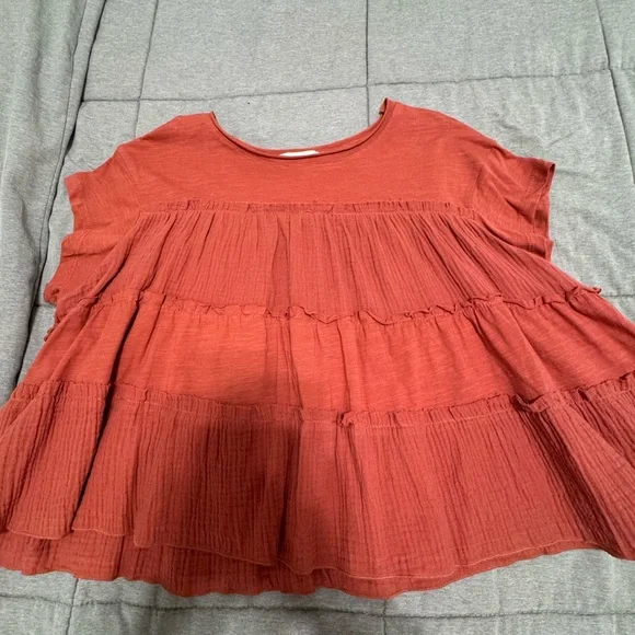 Altar'd State Terracotta Tiered Blouse - Picture 1 of 4